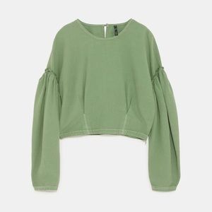 Zara green long sleeve blouse